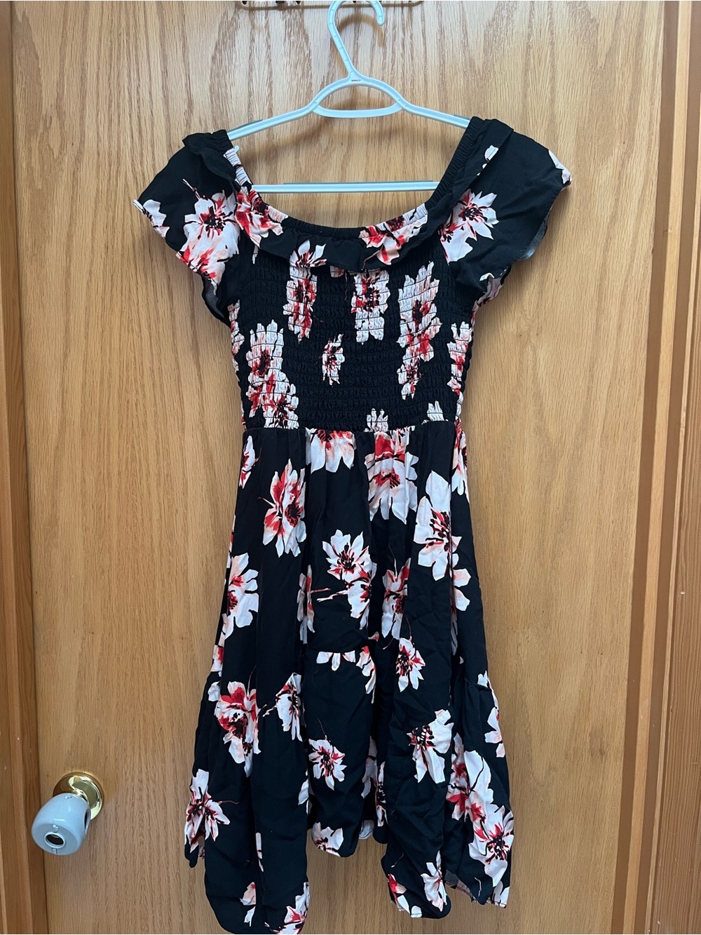 Maurices Black Mini Dress with Pink and Red Floral Print